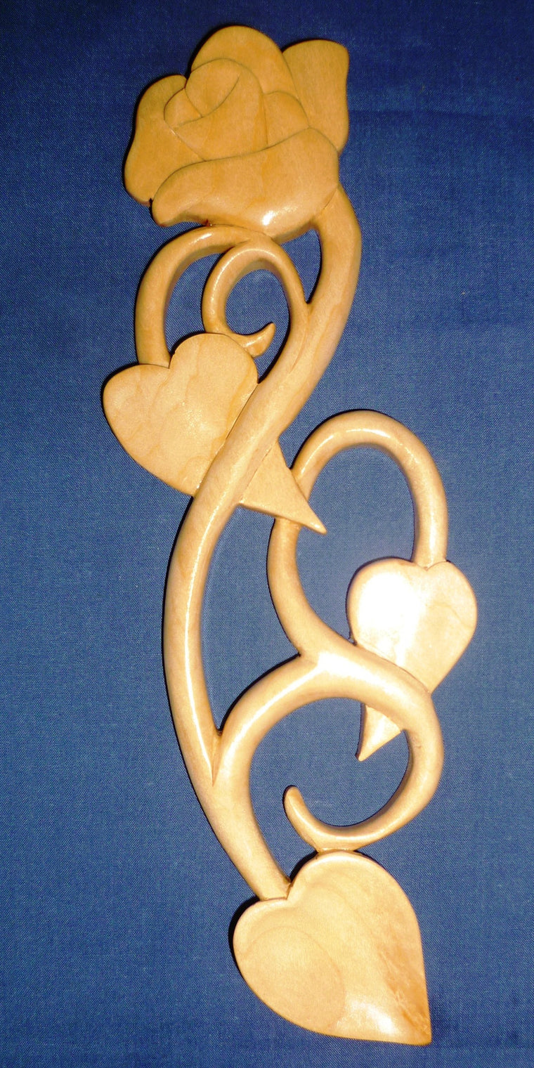 Rose with Two Heart Leaves love spoon
