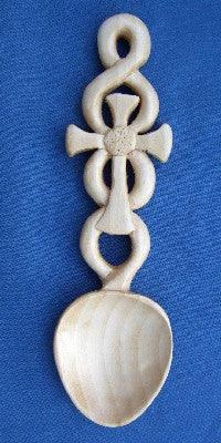 Celtic cross on knotwork love spoon