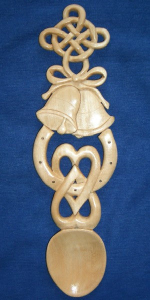 Celtic wedding lovespoon with interlocking hearts