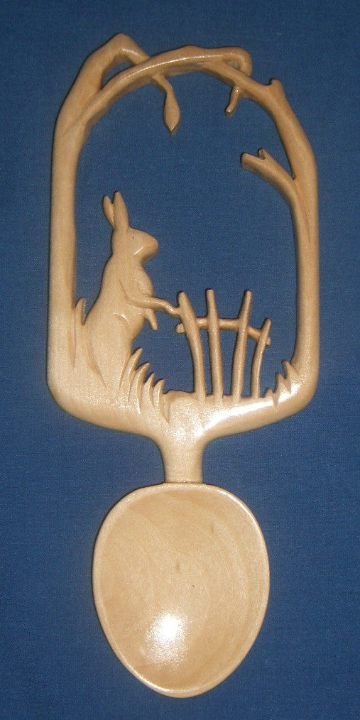 Hare and gate love spoon