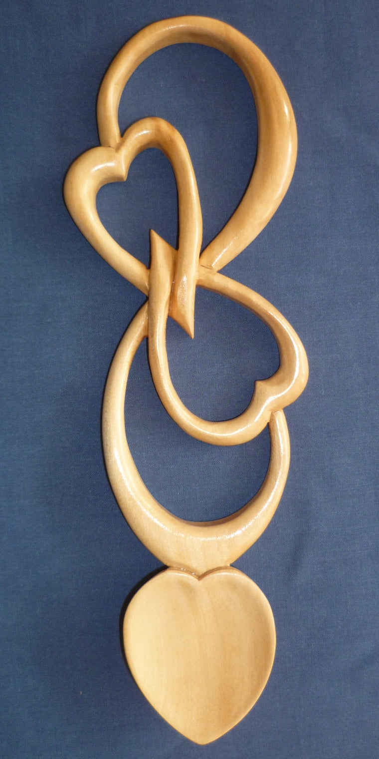 Interlocking Hearts with never-ending Stem Love Spoon