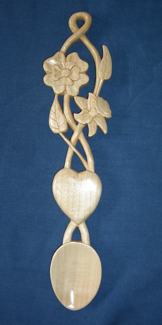 Daffodil rose and heart love spoon