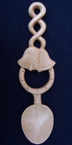 Wedding bells with horseshoe love spoon